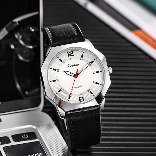 Orologio Uomo Quarzo Cinturino Similpelle Moda Casual Leggero Elegante