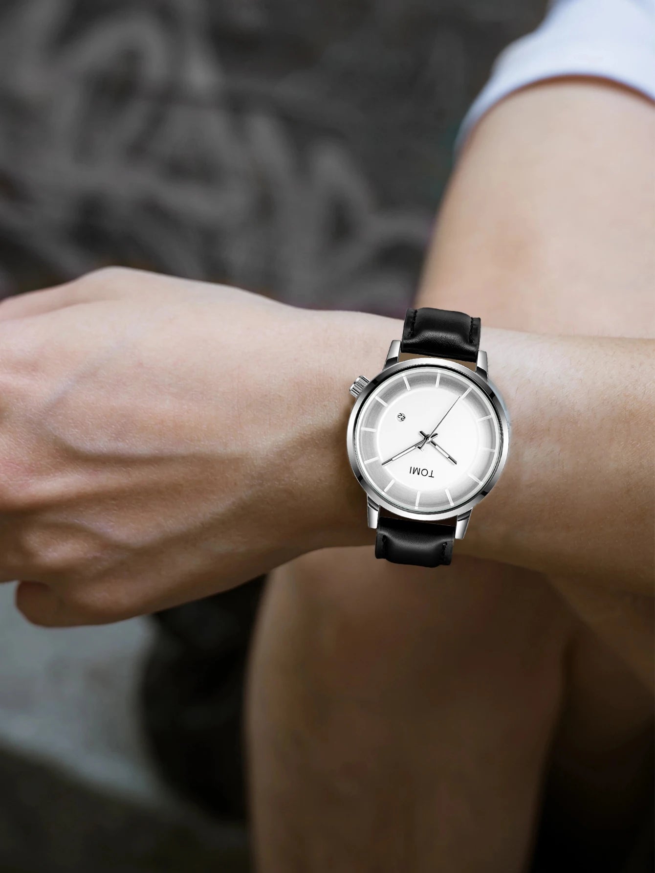 Orologio Uomo Quarzo – Cinturino Similpelle Stile Casual Quadrante 42mm