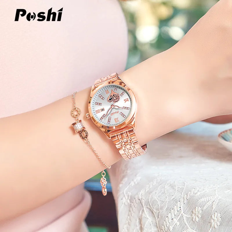 Orologio Donna Acciaio Data Elegante Moda Quarzo Resistente Acqua Cassa Lega