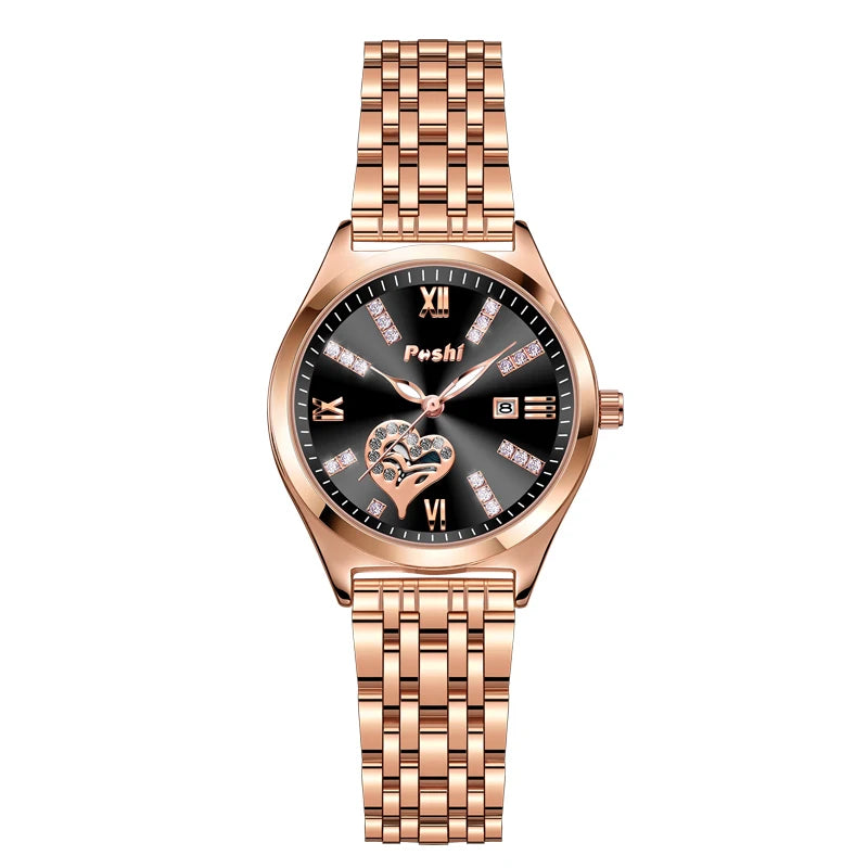 Orologio Donna Acciaio Data Elegante Moda Quarzo Resistente Acqua Cassa Lega