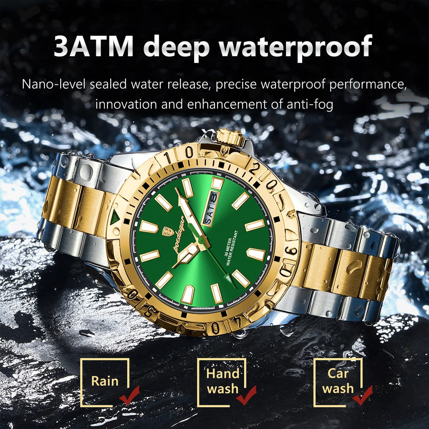 Orologio Uomo Quarzo Moda Casual Acciaio Data Lancette Luminose