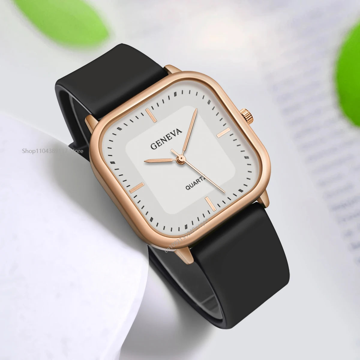 Orologio Donna Quarzo Quadrato Silicone Moda Elegante Casual