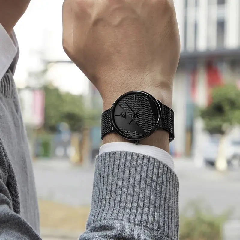 Orologio Uomo Ultra Sottile al Quarzo Cinturino Maglia Acciaio