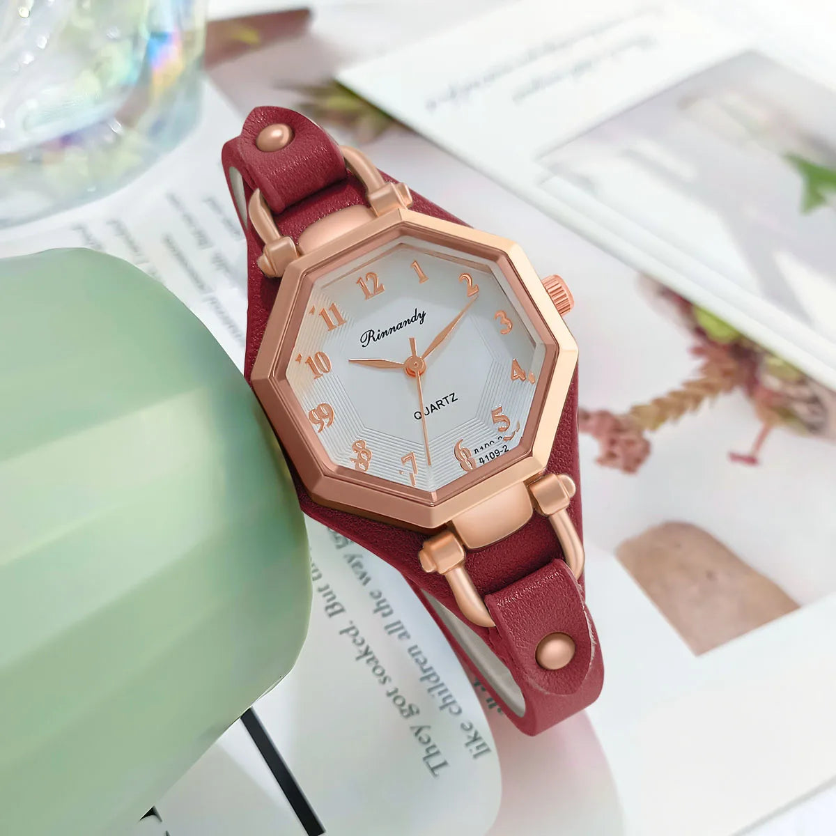Orologio Donna Elegante Quarzo Analogico Cinturino Similpelle Stile Moda Casual