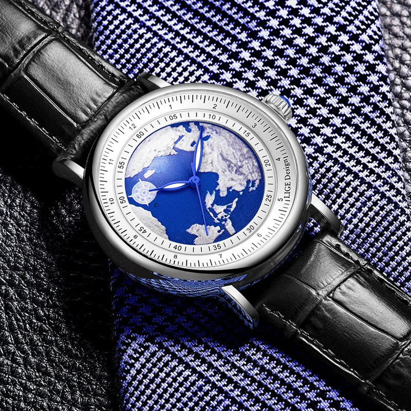 Orologio Uomo 42 mm Elegante Quarzo Similpelle Luminoso