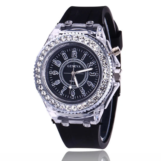 Orologio LED Unisex Luminoso Digitale Moda Silicone Strass